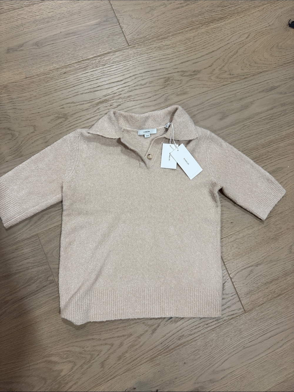 NWT Vince Silk/Cashmere Blend Polo Short